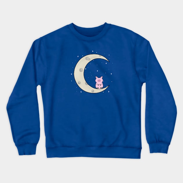 Pig in the Moon Crewneck Sweatshirt by Coconut Moe Illustrations